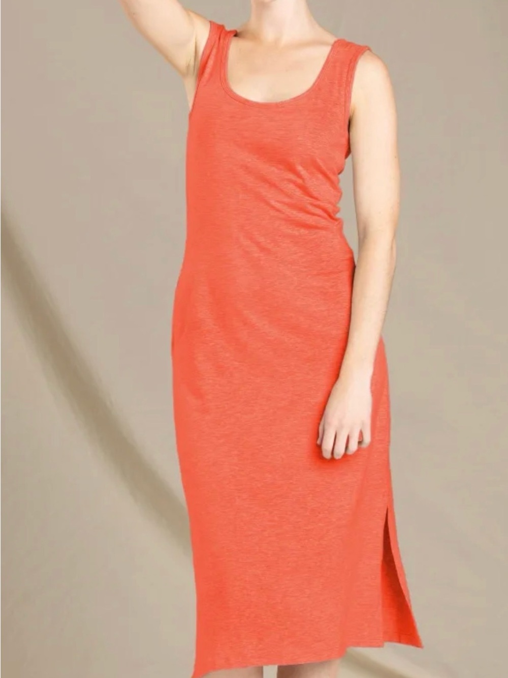 Toad&Co Coral organic cotton Tank Midi Dress with Side Slit Size medium
